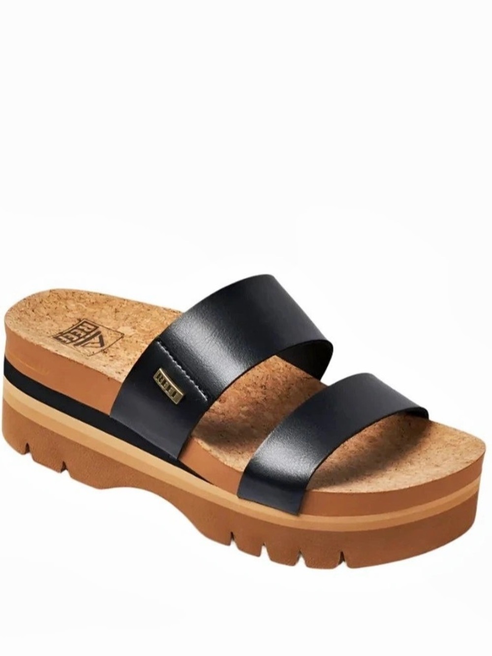 REEF Cushion Vista Higher Platform Sandals Black & Brown US 5